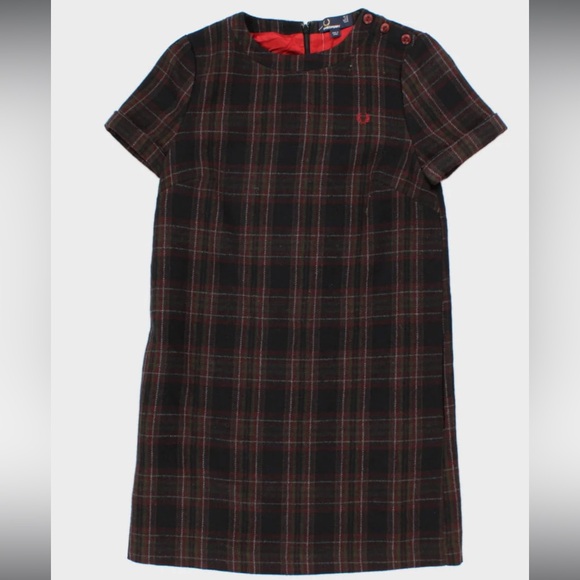 Fred Perry Wool Tartan Mod Shift Dress - Picture 1 of 4